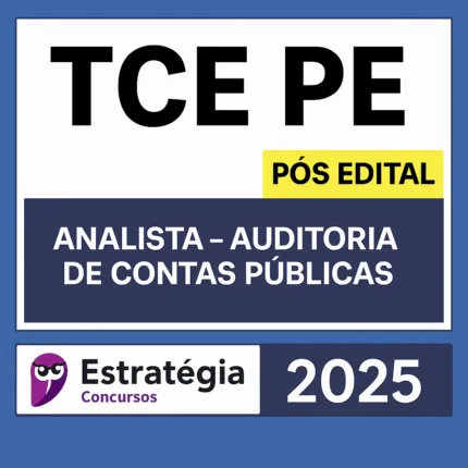 TCE PE (Analista de Controle Externo - Auditoria Contas Públicas) - Estratégia - Pacotaço - Pacote Teórico + Pacote Passo Estratégico - Rateio TCEPE Pernambuco
