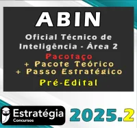 ABIN (Oficial Técnico de Inteligência – Área 2) – Pacotaço – Pacote Teórico + Pacote Passo Estratégico 2025.2 (Pré-Edital)